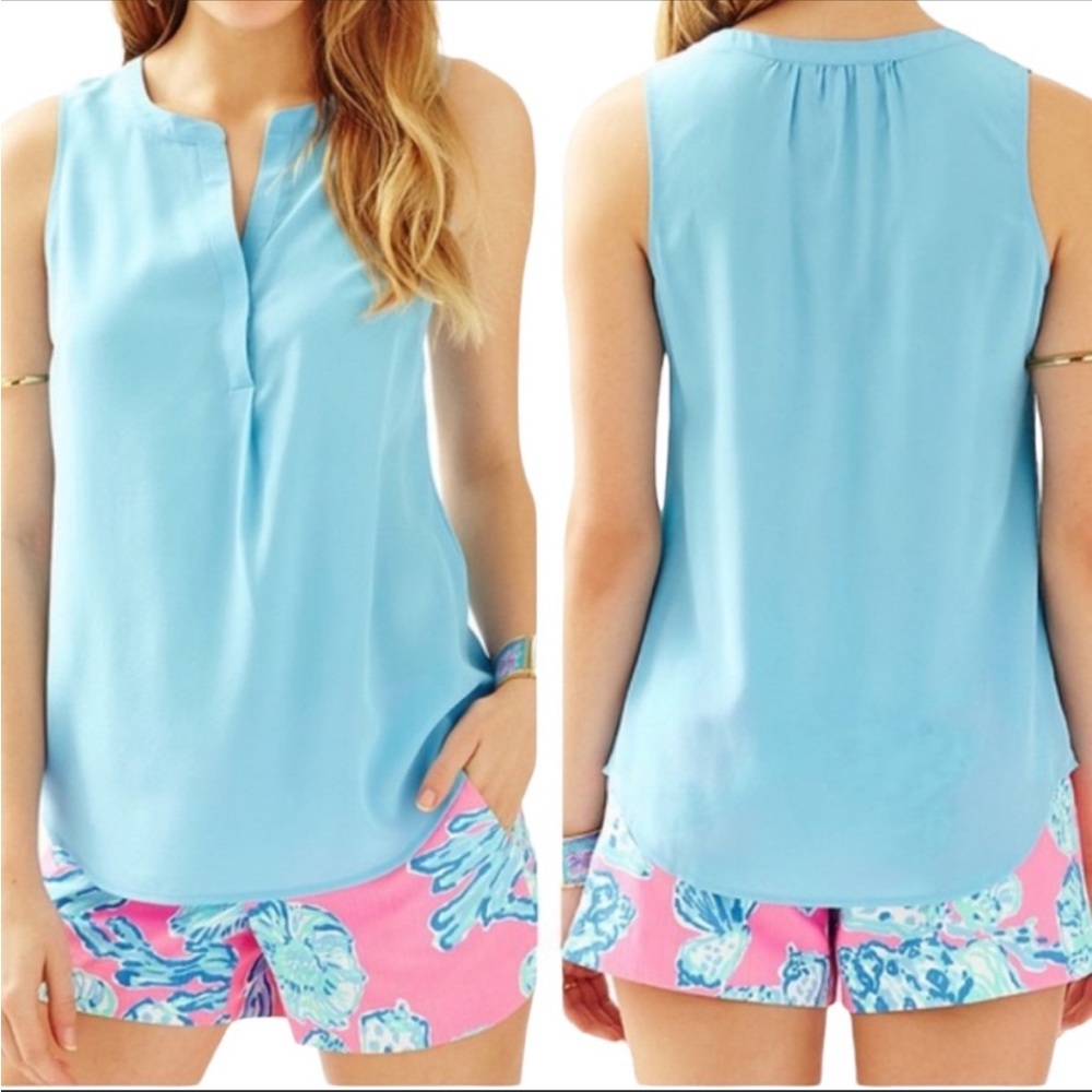 Lilly Pulitzer Stacy Top Size Medium silk blue